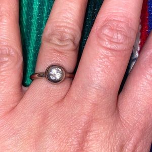 Coach ring with with round cz stone